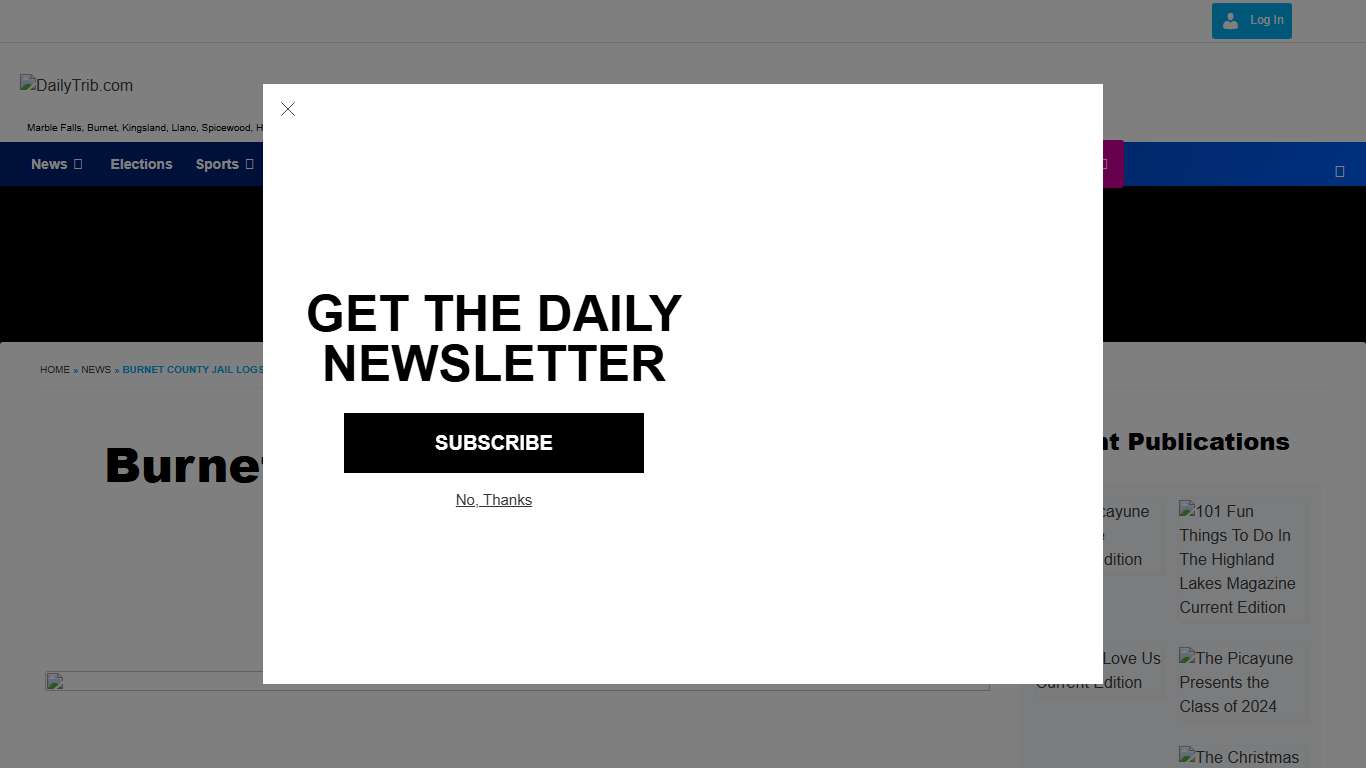 Burnet County Jail logs Jan. 9 - Jan. 15, 2026 - DailyTrib.com